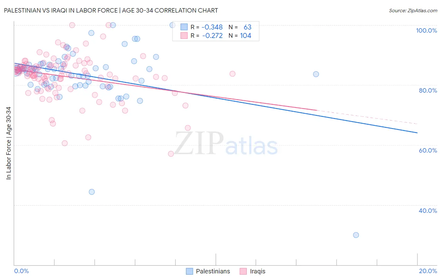 Palestinian vs Iraqi In Labor Force | Age 30-34