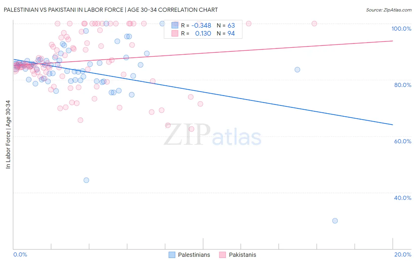 Palestinian vs Pakistani In Labor Force | Age 30-34