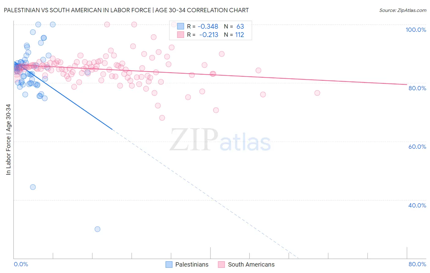 Palestinian vs South American In Labor Force | Age 30-34