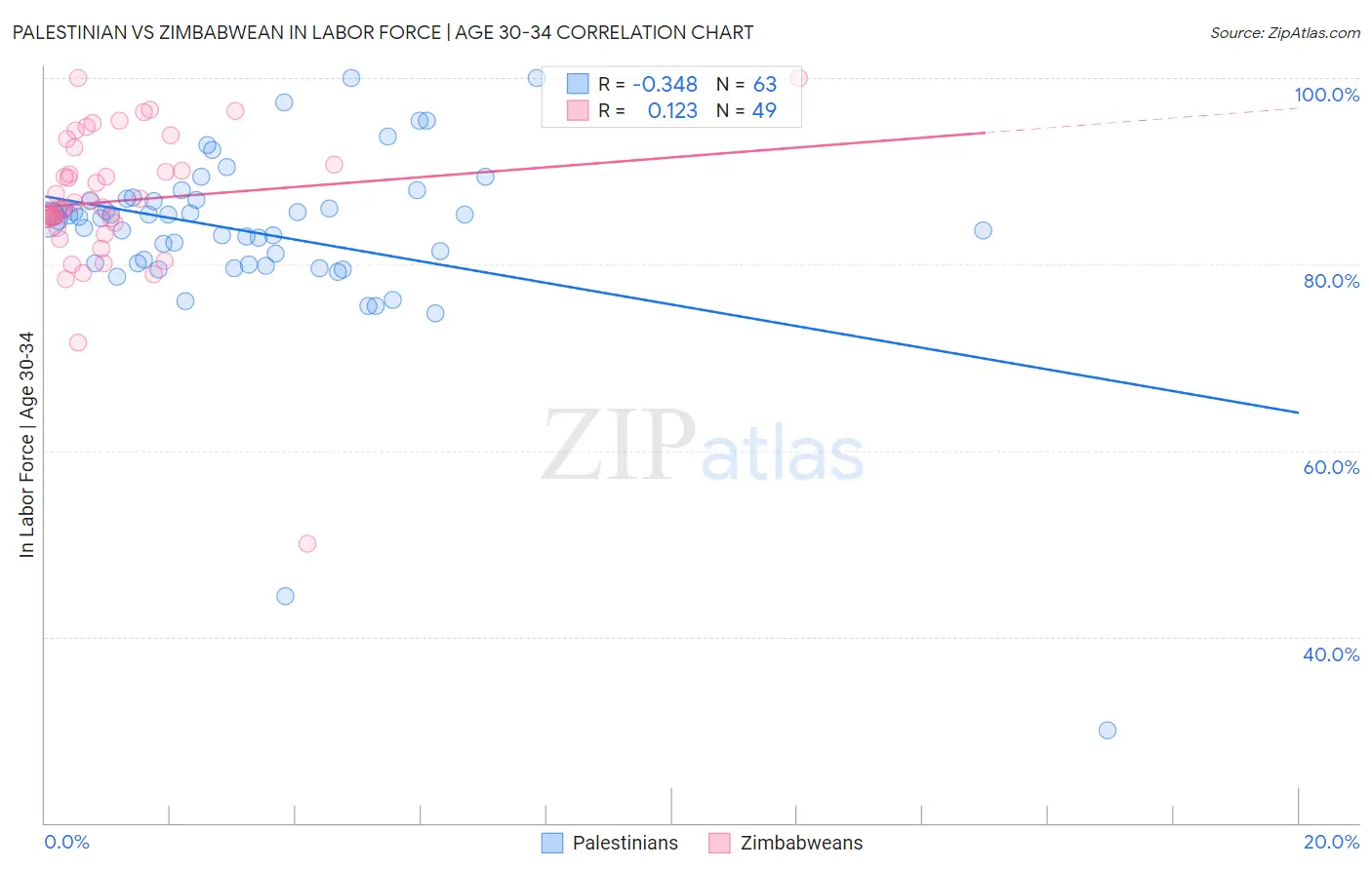 Palestinian vs Zimbabwean In Labor Force | Age 30-34