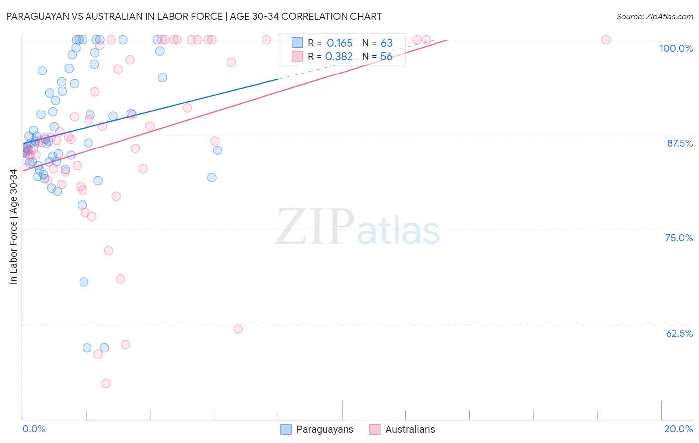 Paraguayan vs Australian In Labor Force | Age 30-34