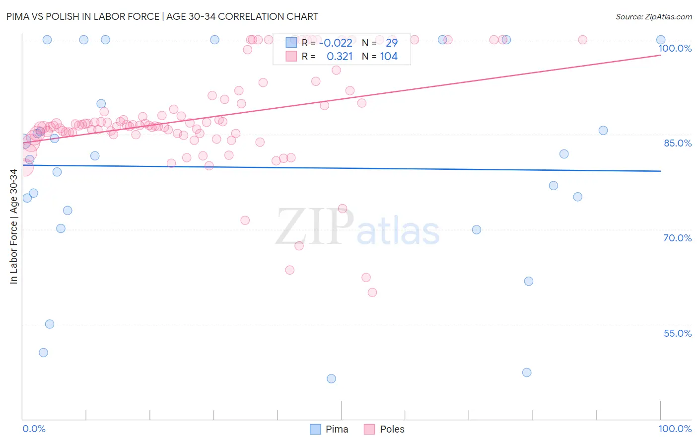 Pima vs Polish In Labor Force | Age 30-34
