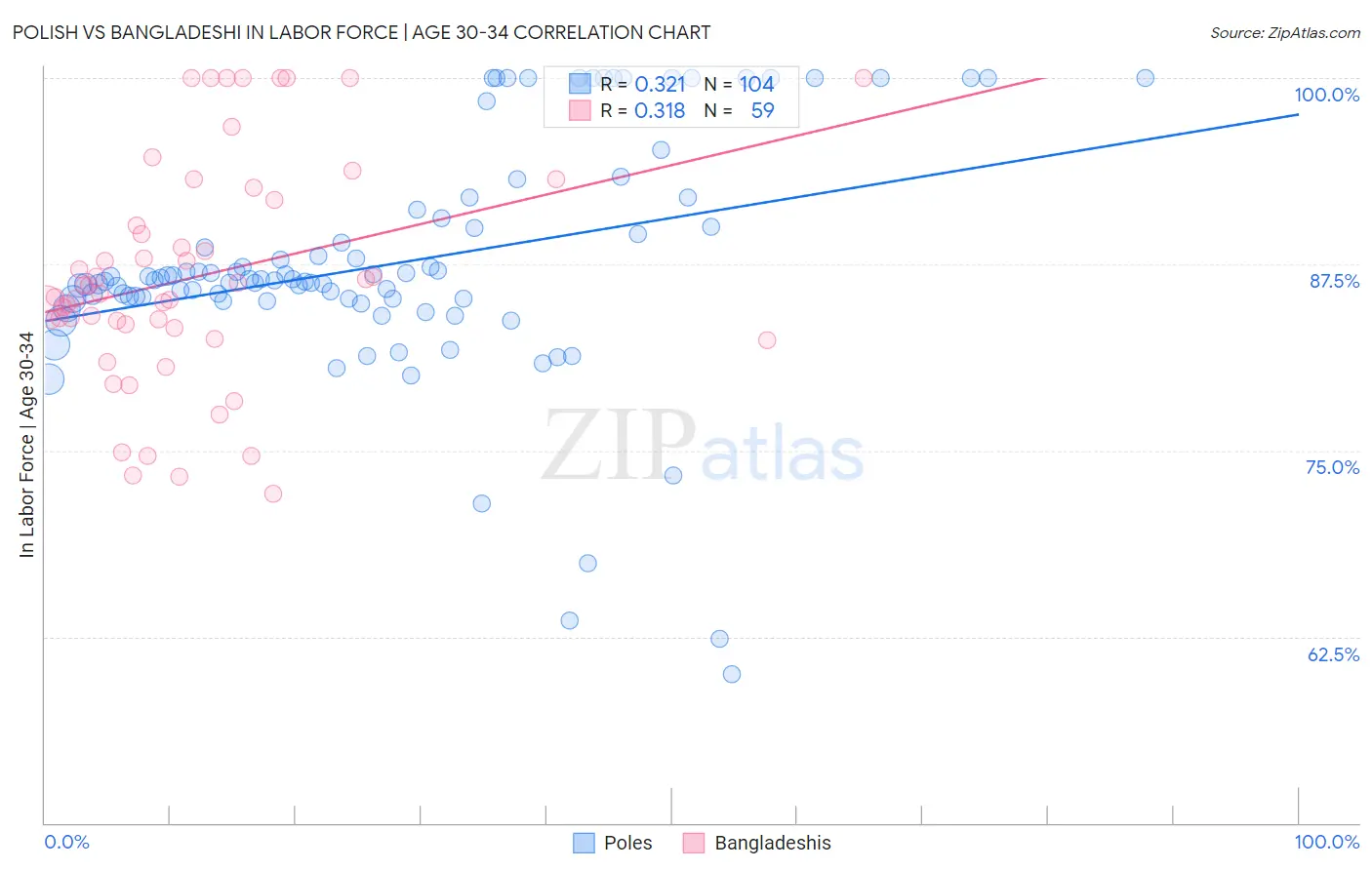 Polish vs Bangladeshi In Labor Force | Age 30-34