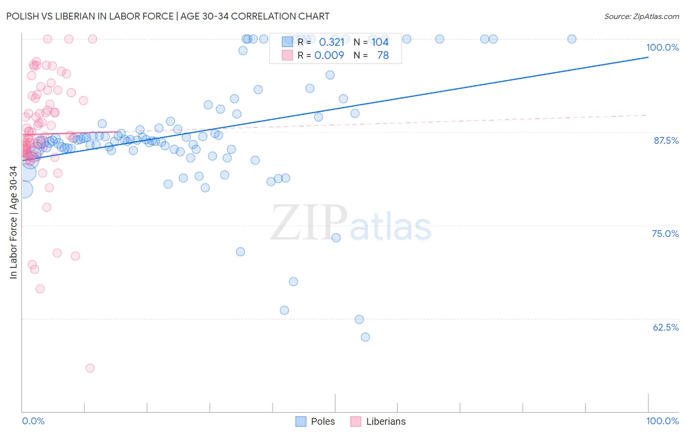 Polish vs Liberian In Labor Force | Age 30-34