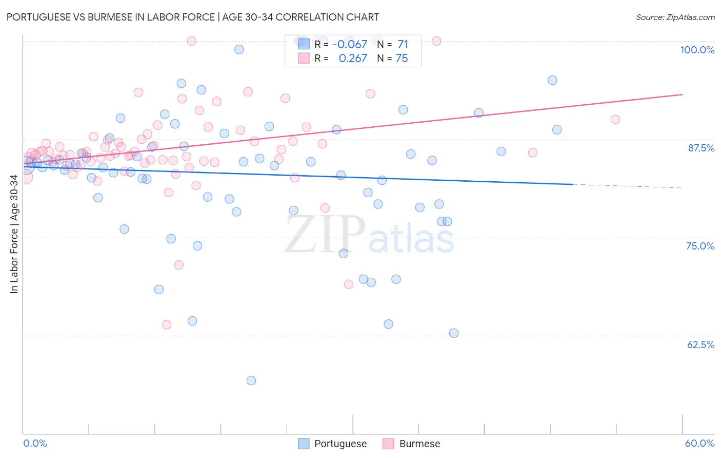 Portuguese vs Burmese In Labor Force | Age 30-34