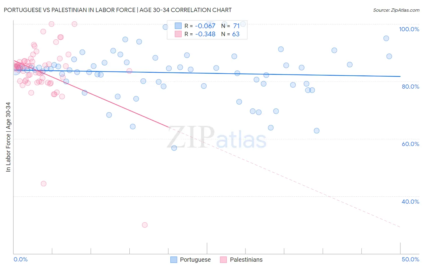 Portuguese vs Palestinian In Labor Force | Age 30-34
