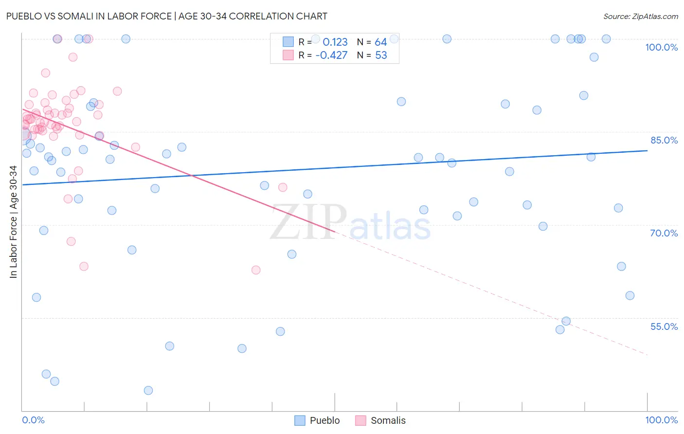 Pueblo vs Somali In Labor Force | Age 30-34