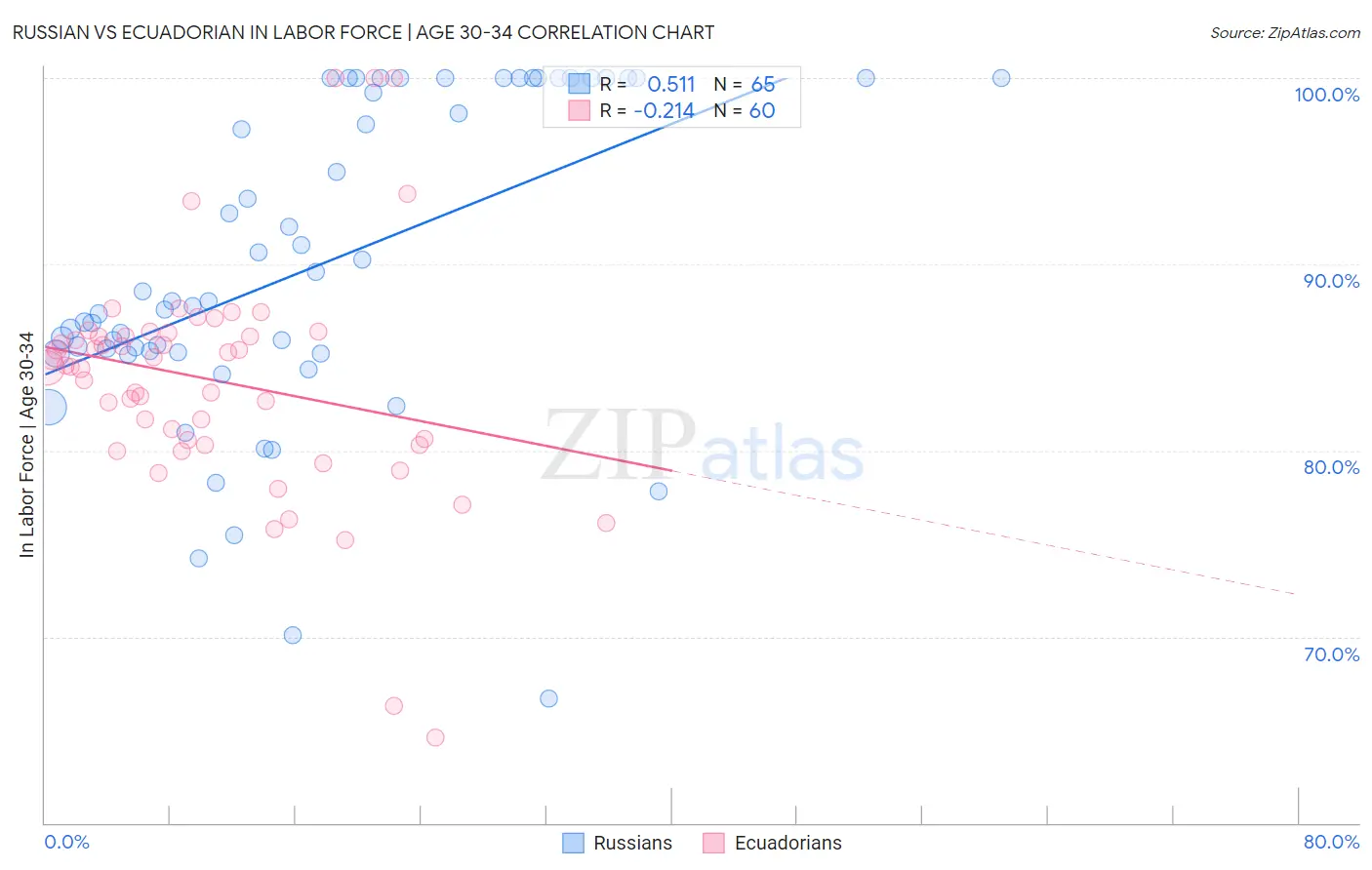 Russian vs Ecuadorian In Labor Force | Age 30-34