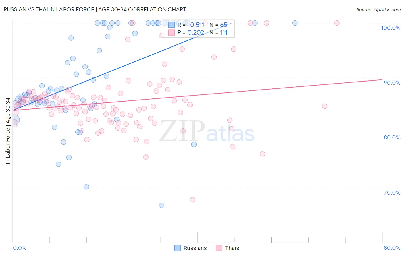 Russian vs Thai In Labor Force | Age 30-34