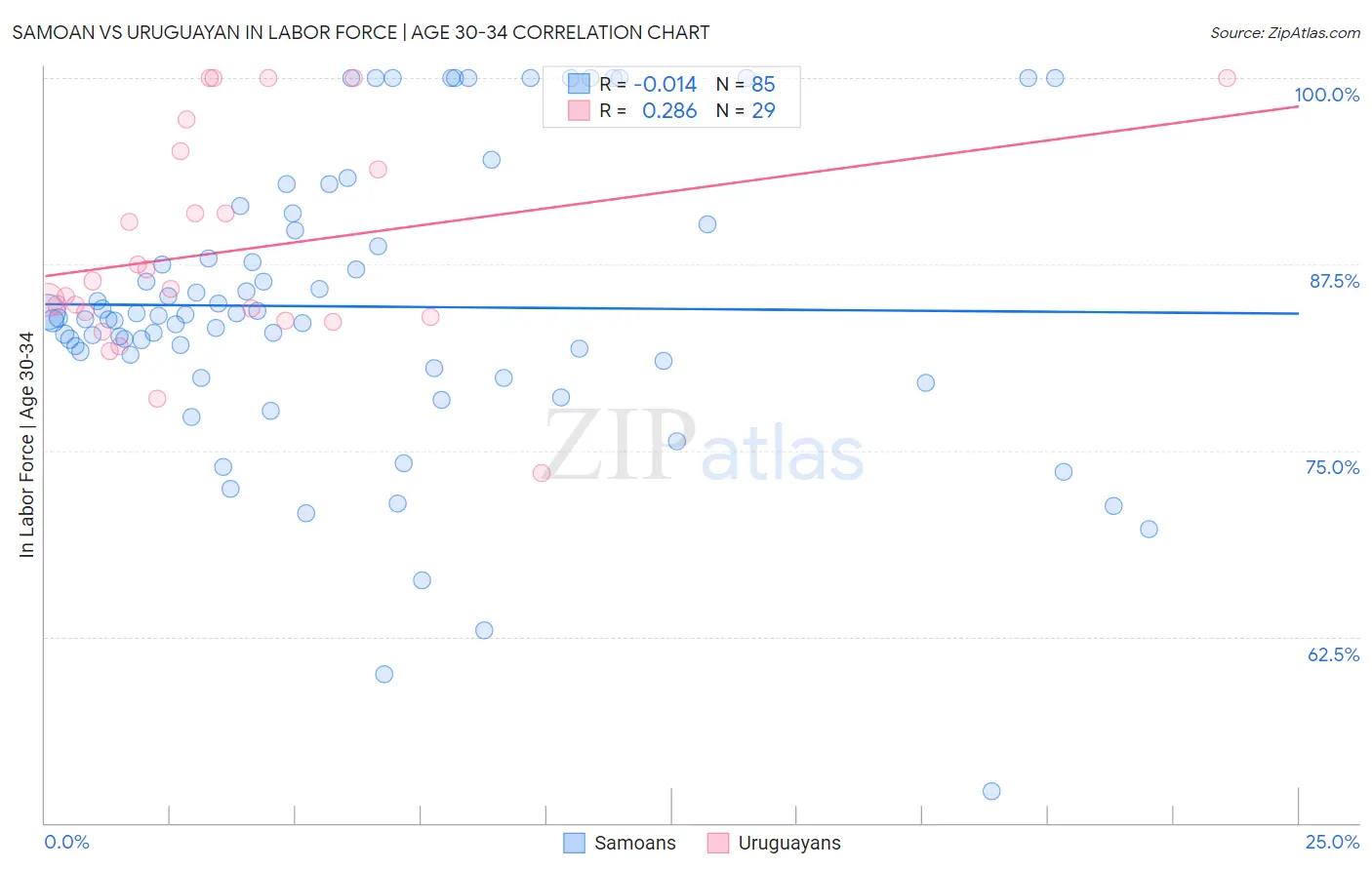 Samoan vs Uruguayan In Labor Force | Age 30-34