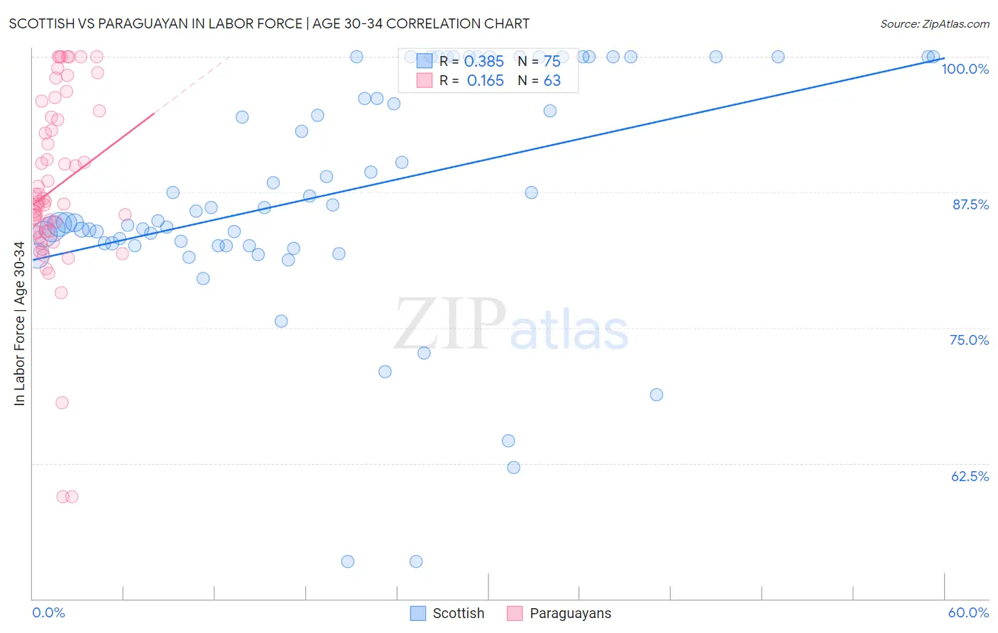 Scottish vs Paraguayan In Labor Force | Age 30-34