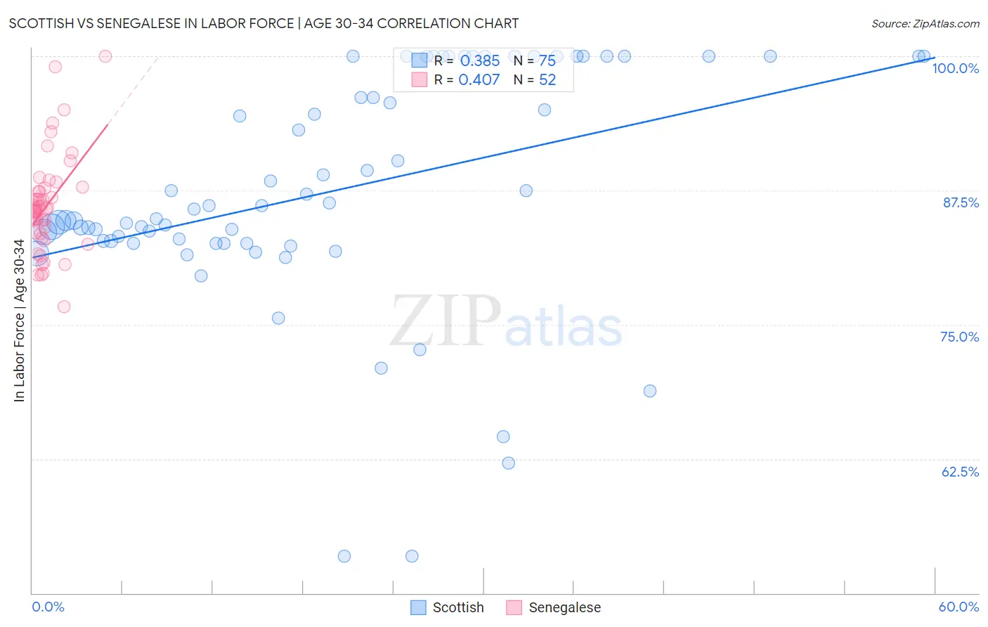 Scottish vs Senegalese In Labor Force | Age 30-34