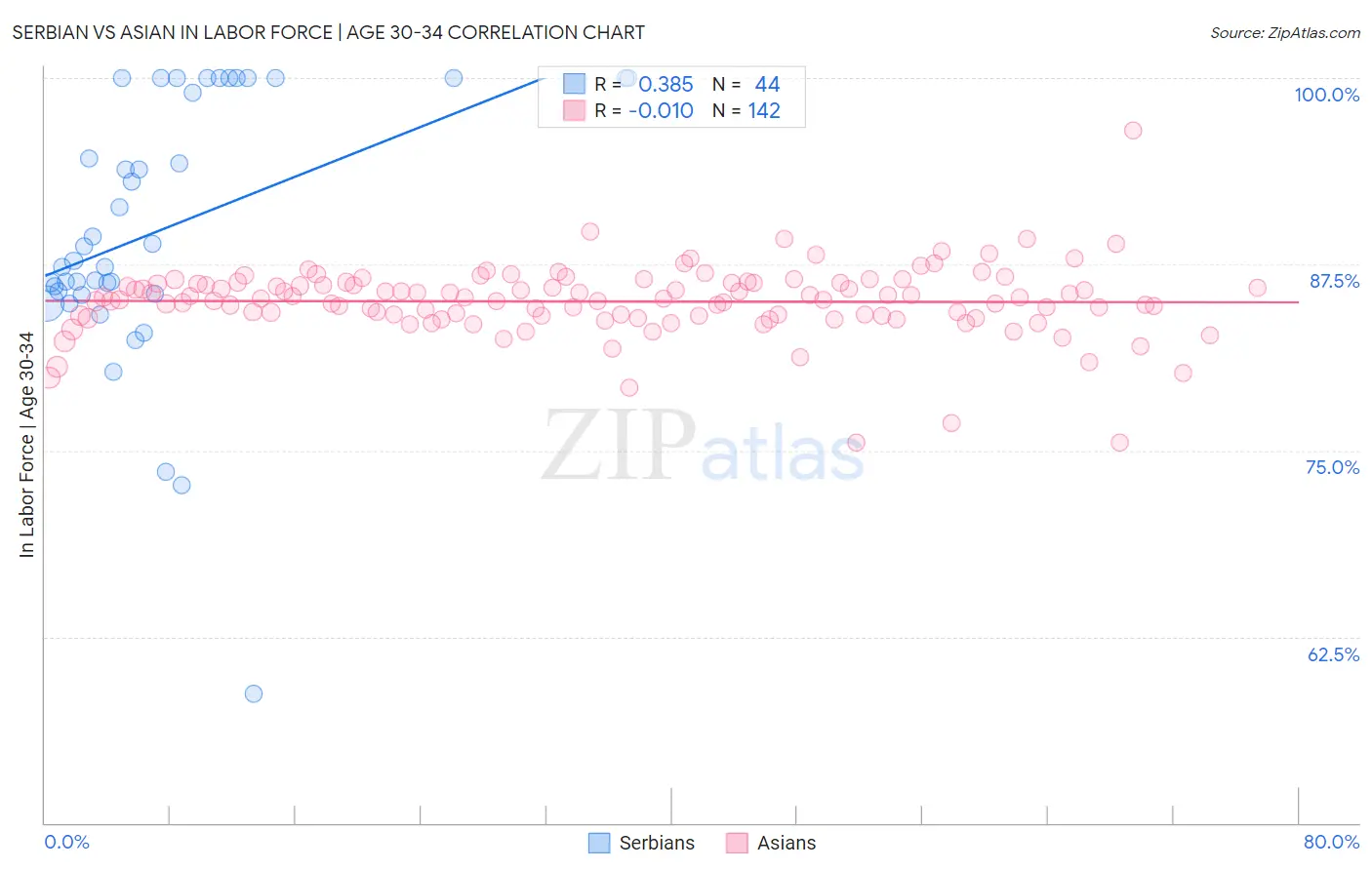 Serbian vs Asian In Labor Force | Age 30-34