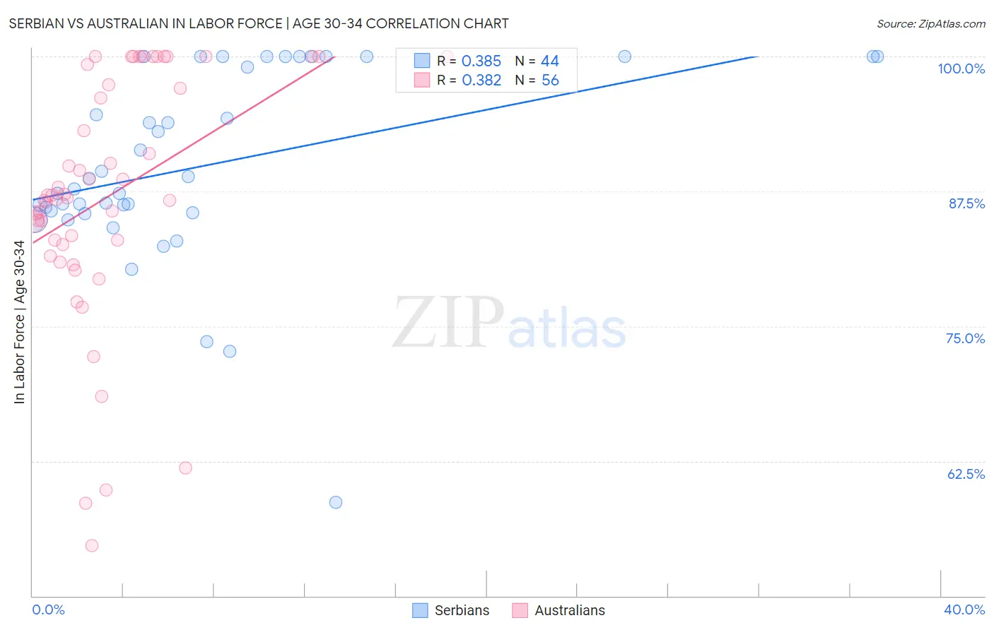 Serbian vs Australian In Labor Force | Age 30-34