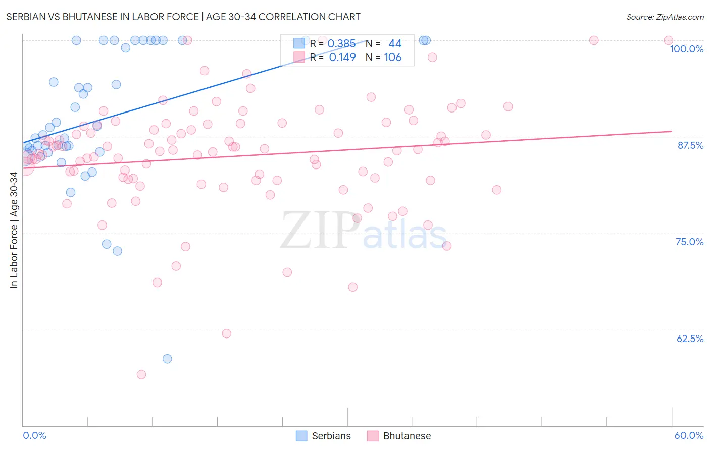 Serbian vs Bhutanese In Labor Force | Age 30-34