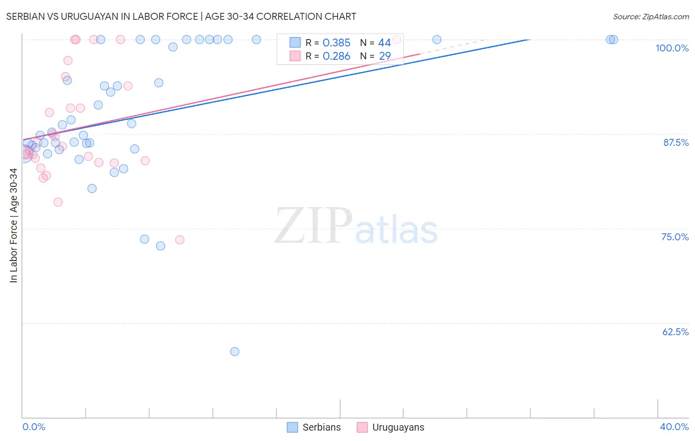 Serbian vs Uruguayan In Labor Force | Age 30-34