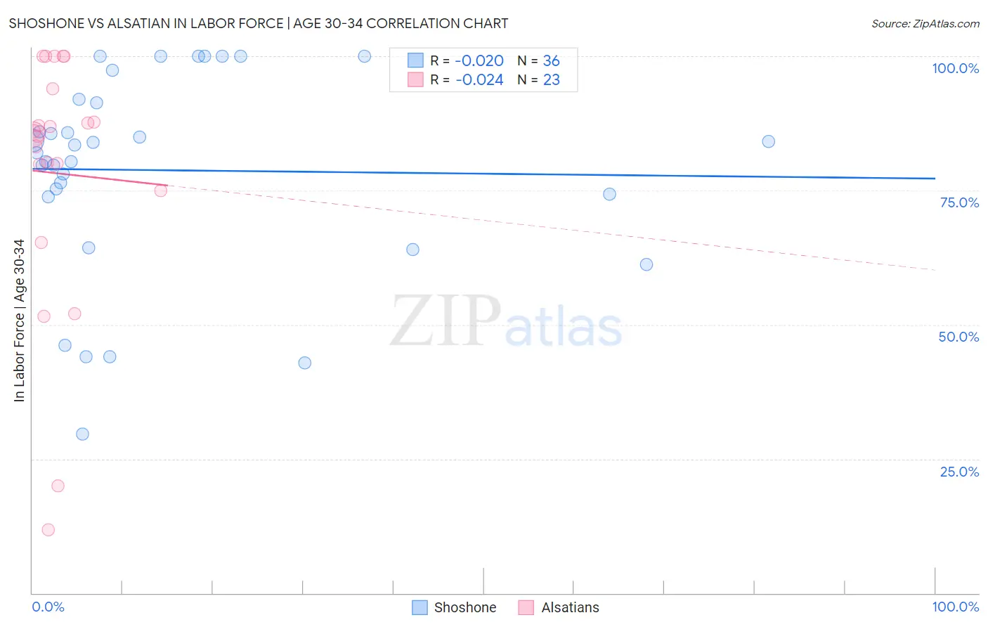 Shoshone vs Alsatian In Labor Force | Age 30-34