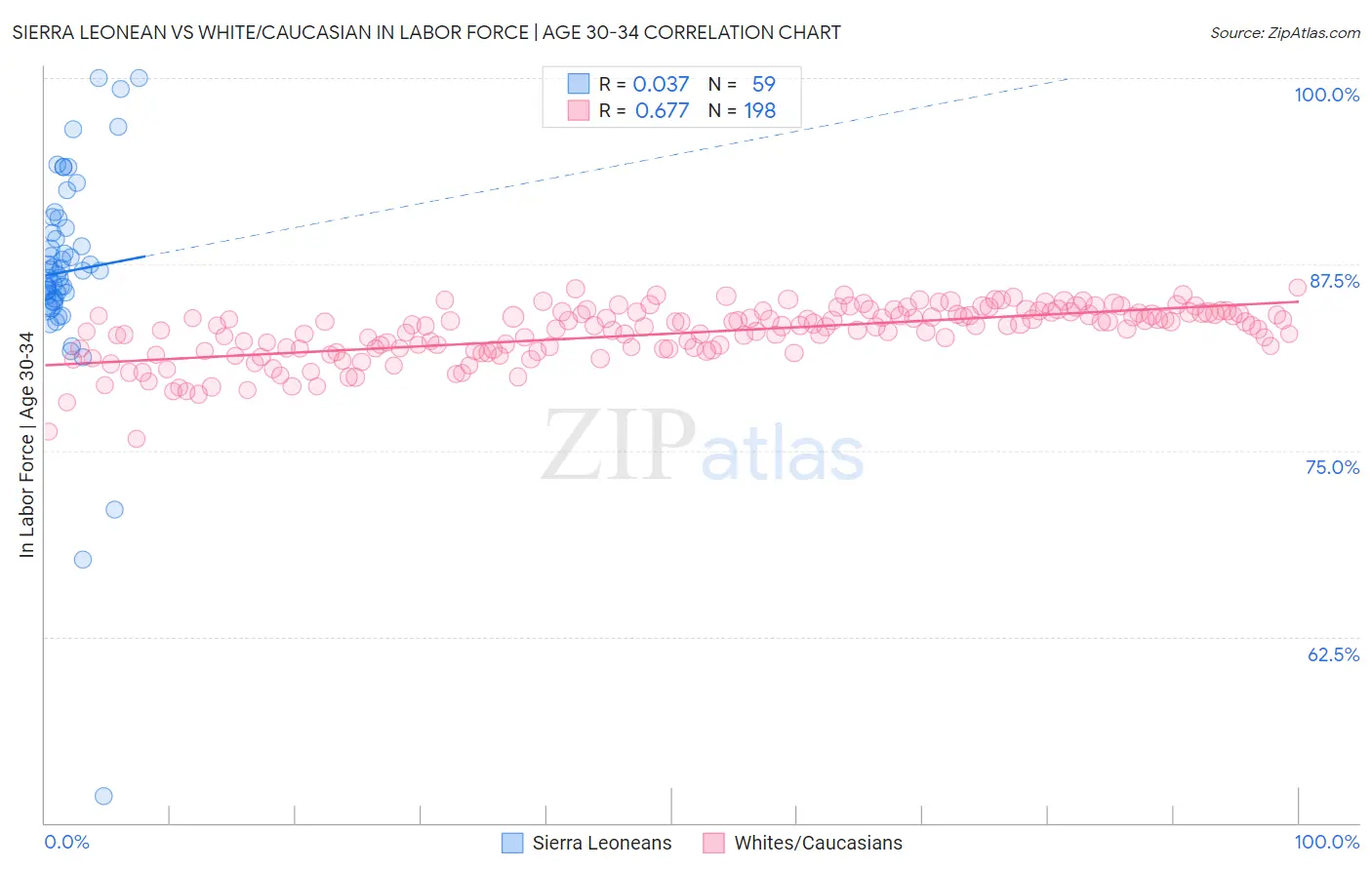 Sierra Leonean vs White/Caucasian In Labor Force | Age 30-34