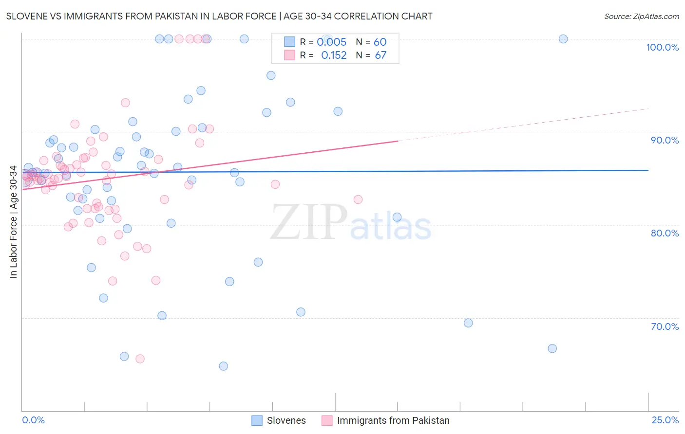 Slovene vs Immigrants from Pakistan In Labor Force | Age 30-34