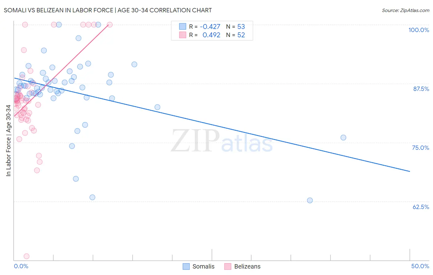 Somali vs Belizean In Labor Force | Age 30-34