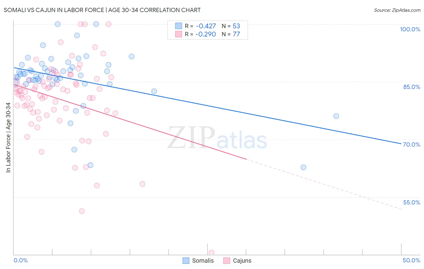 Somali vs Cajun In Labor Force | Age 30-34