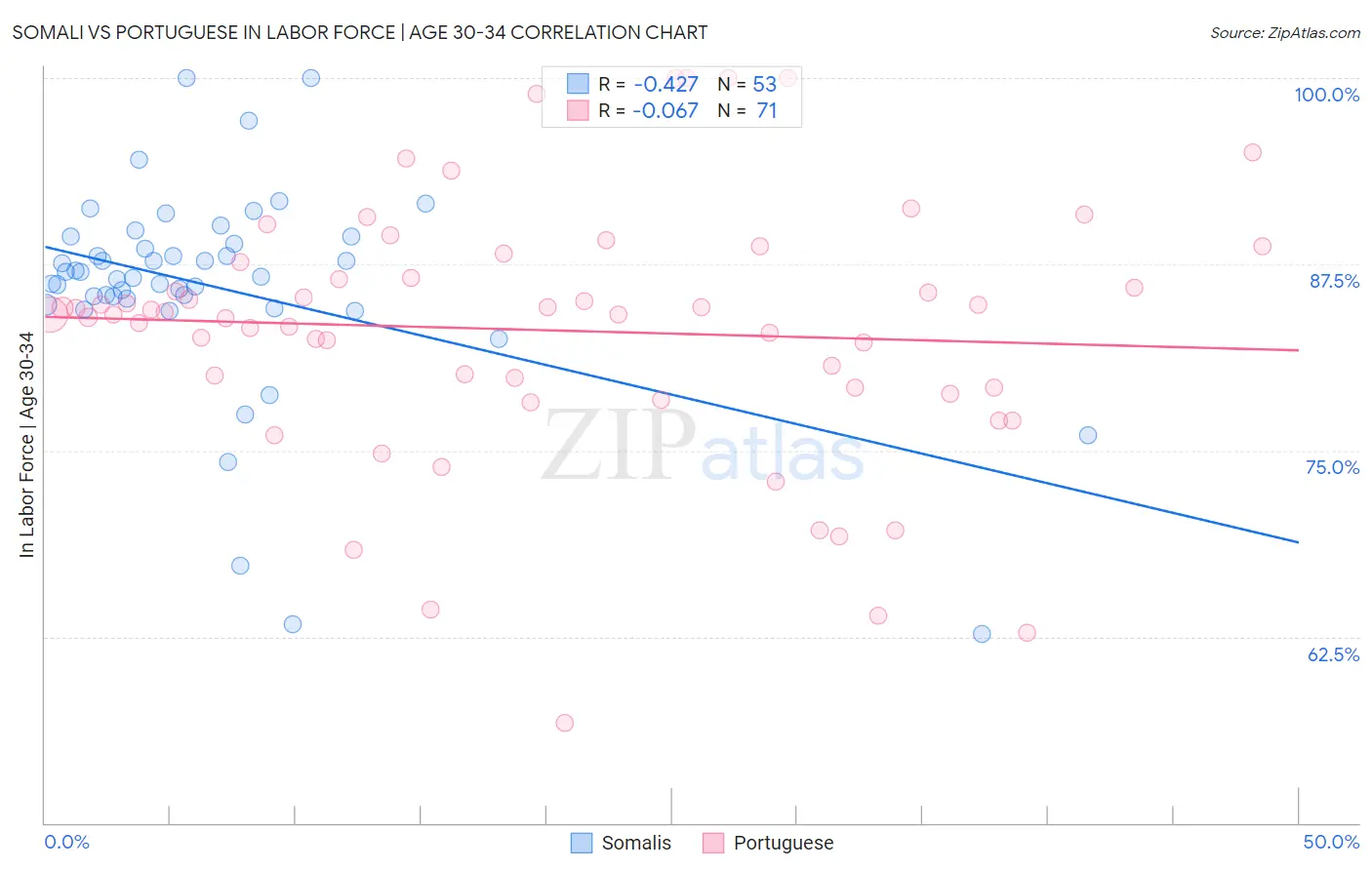 Somali vs Portuguese In Labor Force | Age 30-34