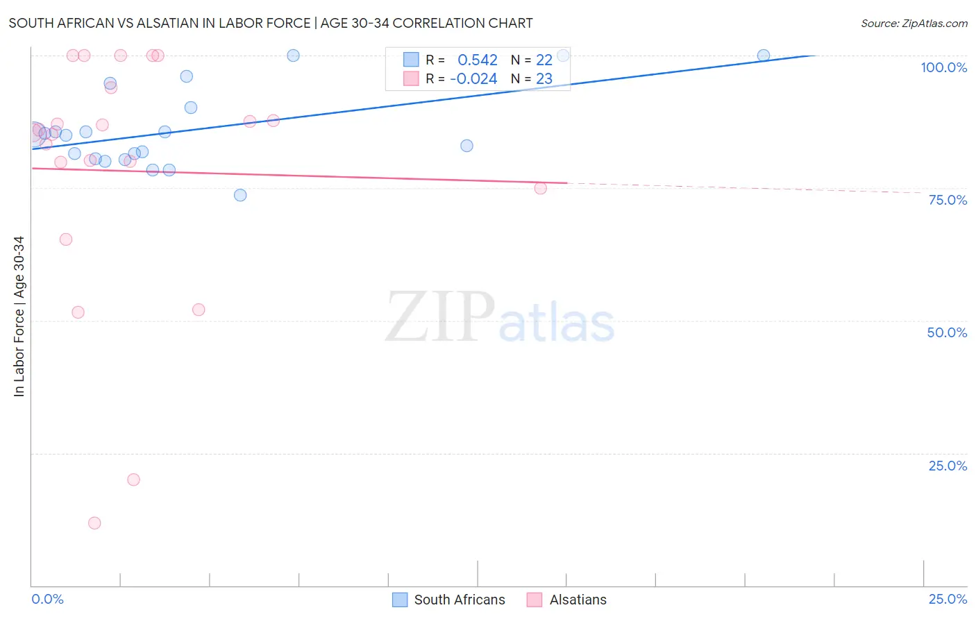 South African vs Alsatian In Labor Force | Age 30-34