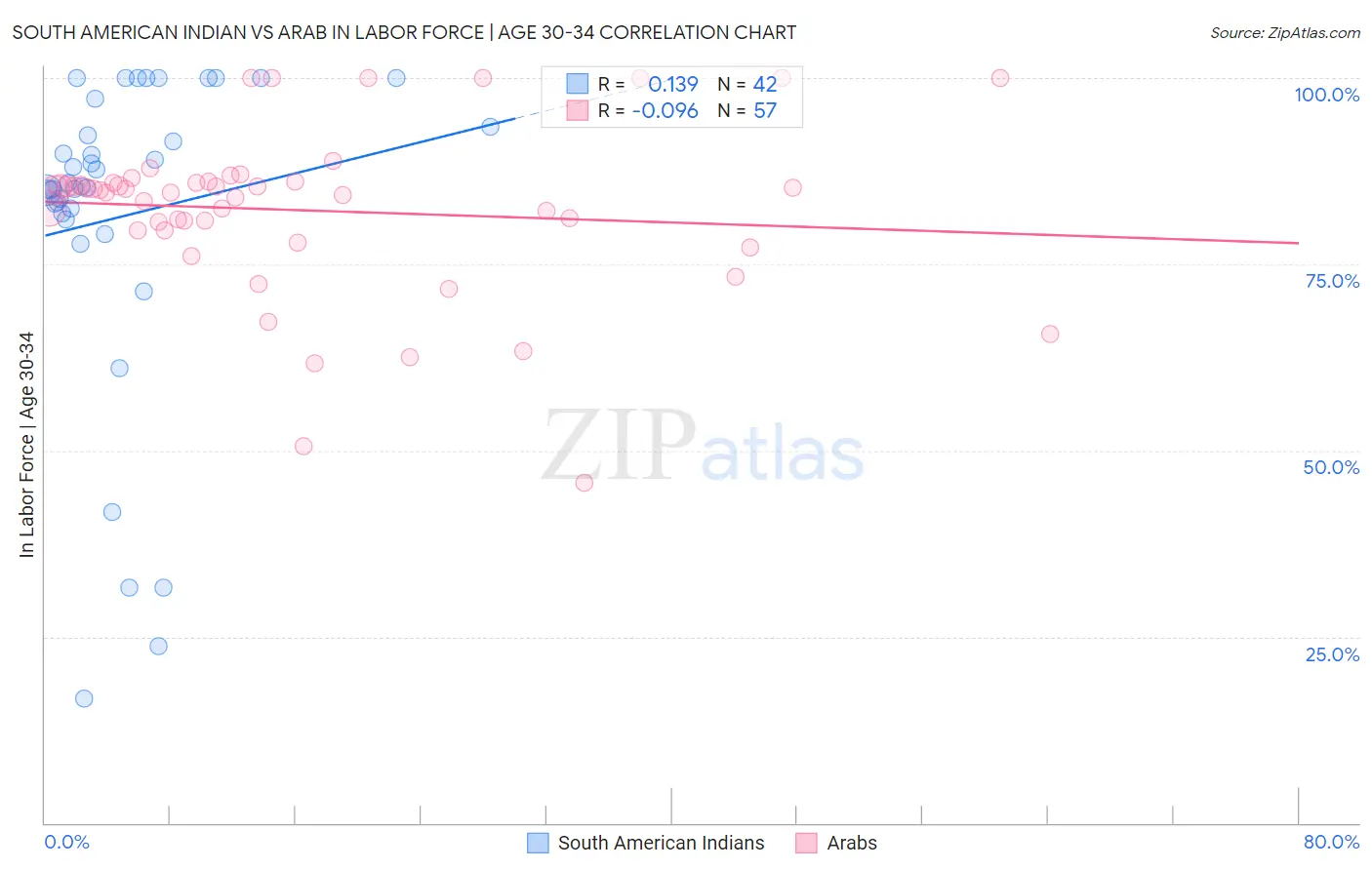 South American Indian vs Arab In Labor Force | Age 30-34