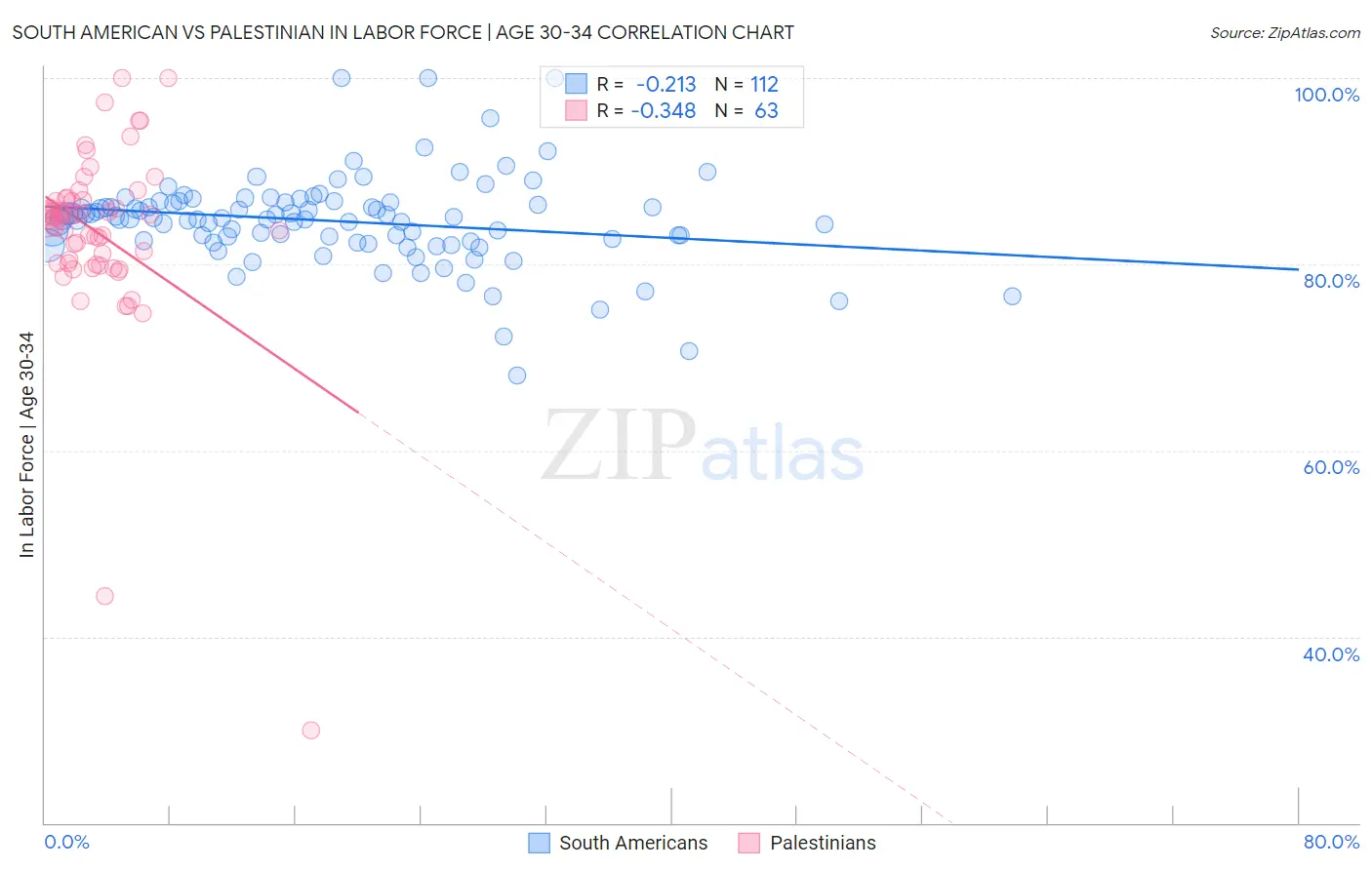 South American vs Palestinian In Labor Force | Age 30-34