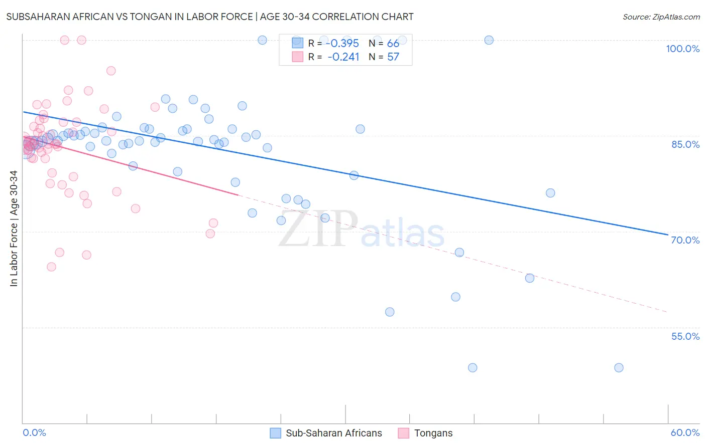 Subsaharan African vs Tongan In Labor Force | Age 30-34
