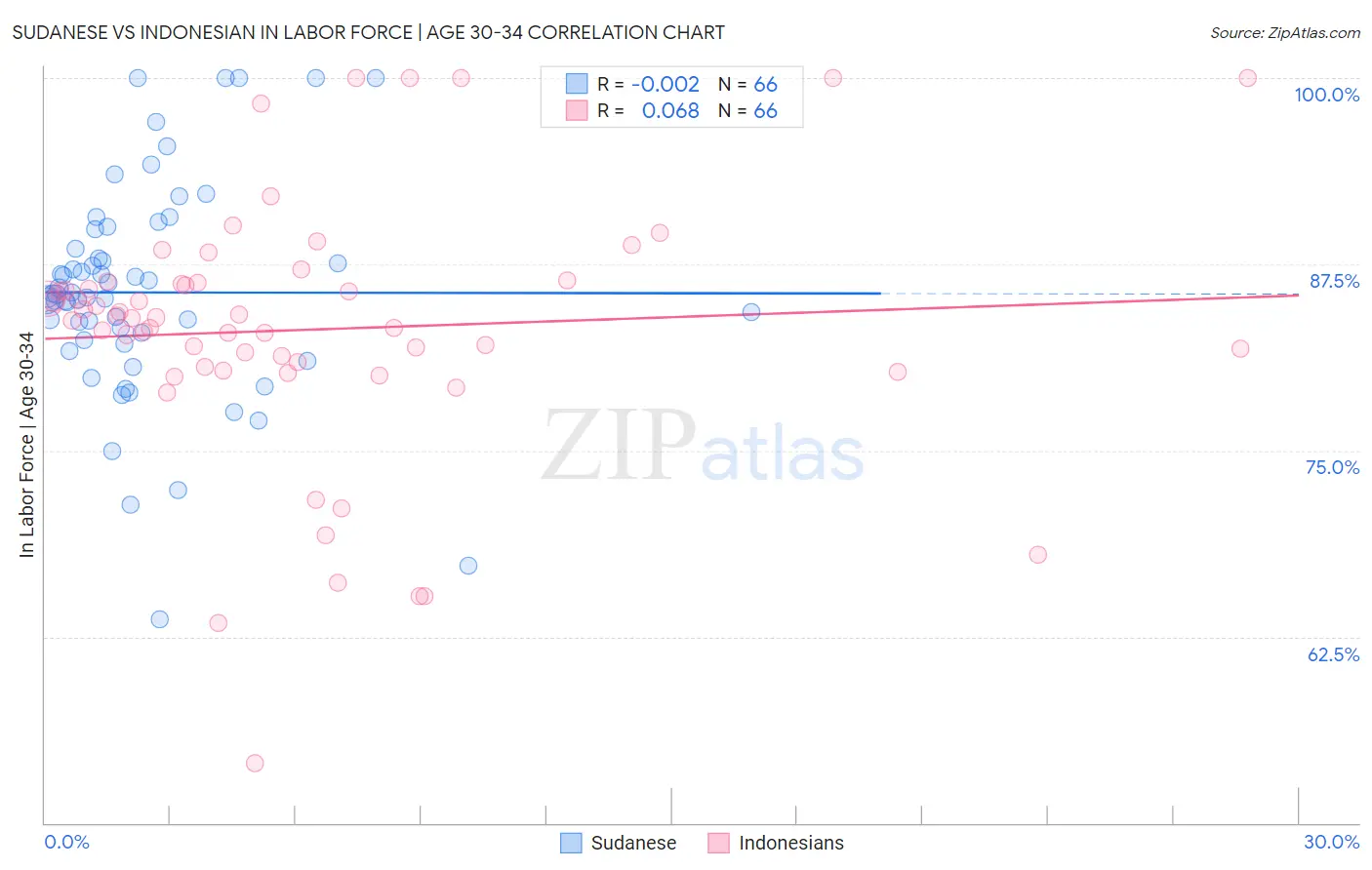 Sudanese vs Indonesian In Labor Force | Age 30-34