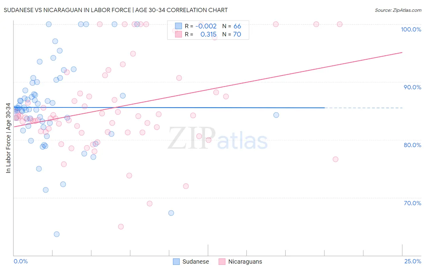 Sudanese vs Nicaraguan In Labor Force | Age 30-34