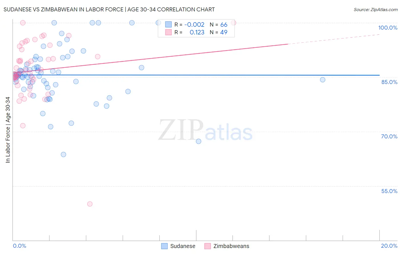 Sudanese vs Zimbabwean In Labor Force | Age 30-34