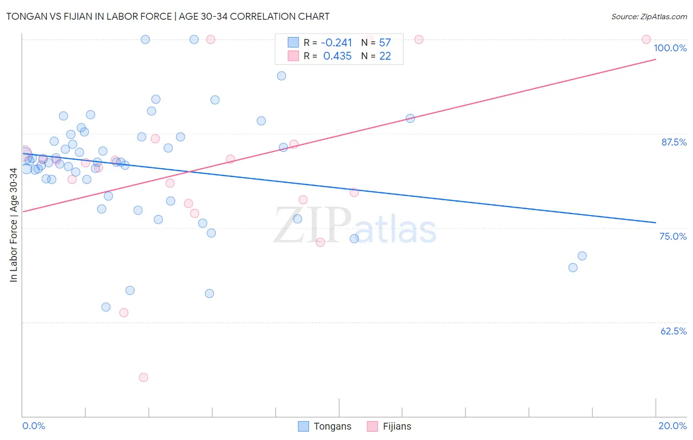 Tongan vs Fijian In Labor Force | Age 30-34