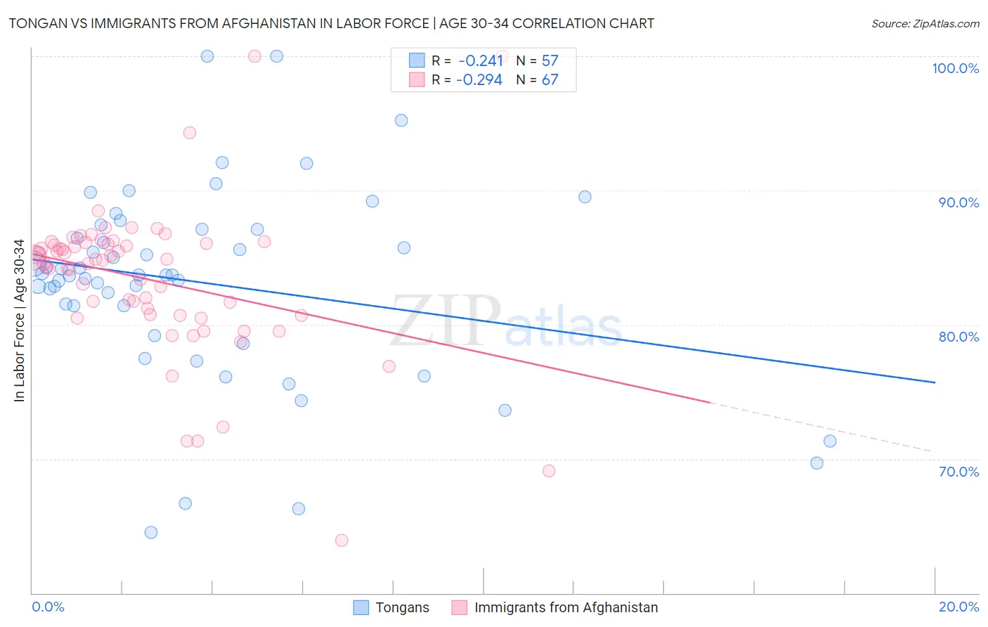 Tongan vs Immigrants from Afghanistan In Labor Force | Age 30-34