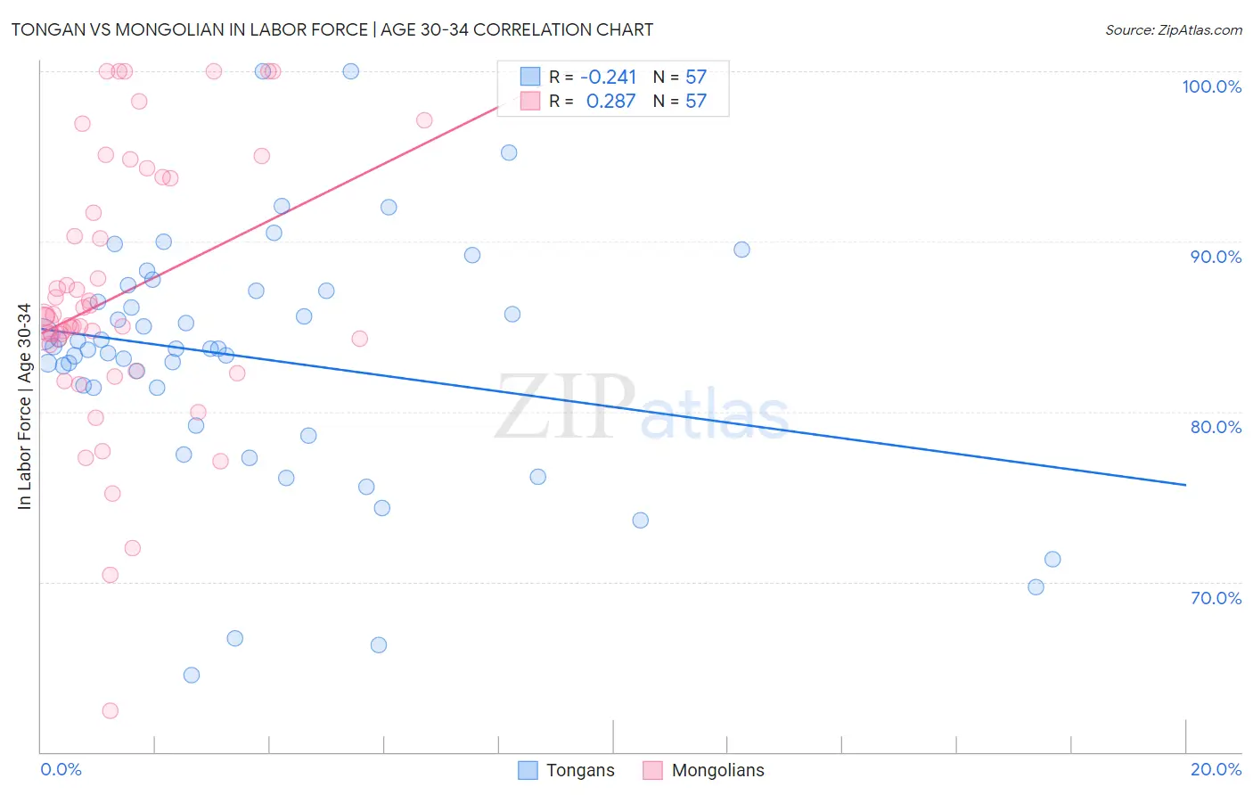 Tongan vs Mongolian In Labor Force | Age 30-34