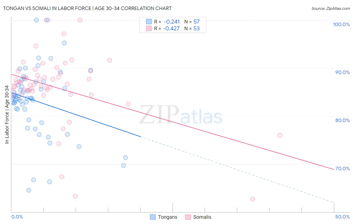 Tongan vs Somali In Labor Force | Age 30-34