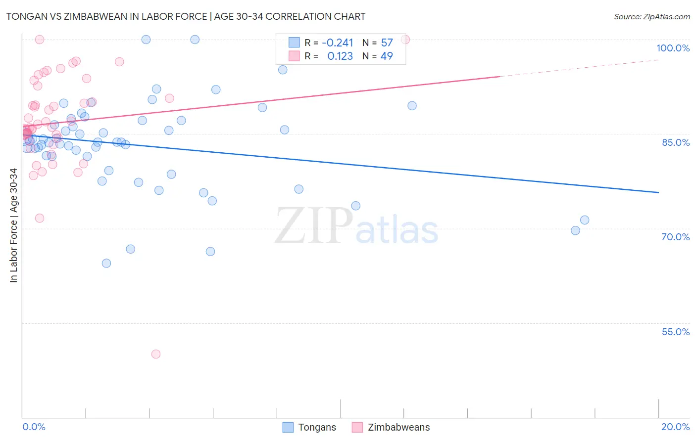 Tongan vs Zimbabwean In Labor Force | Age 30-34