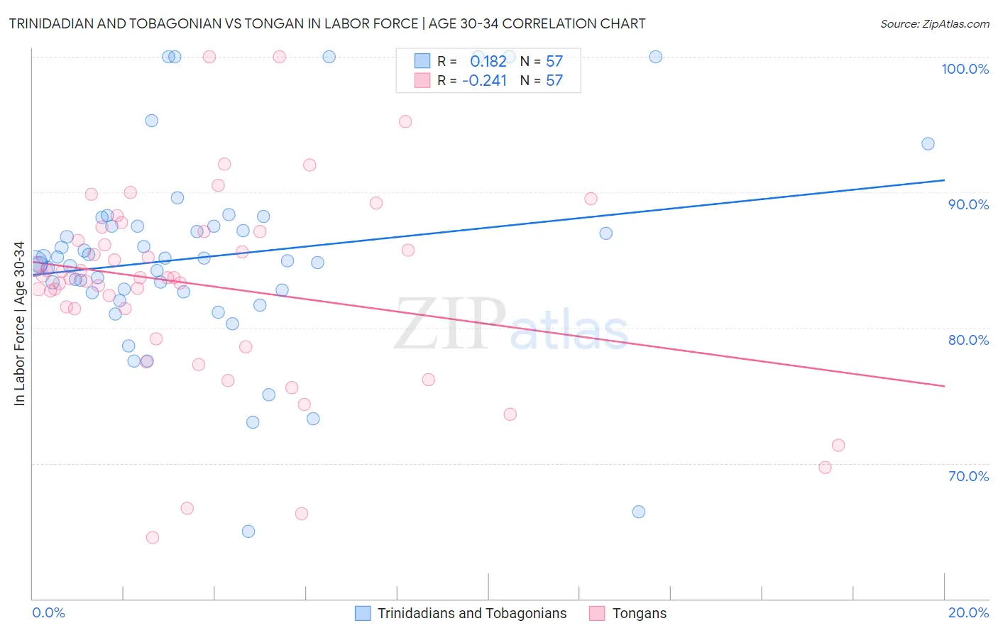 Trinidadian and Tobagonian vs Tongan In Labor Force | Age 30-34