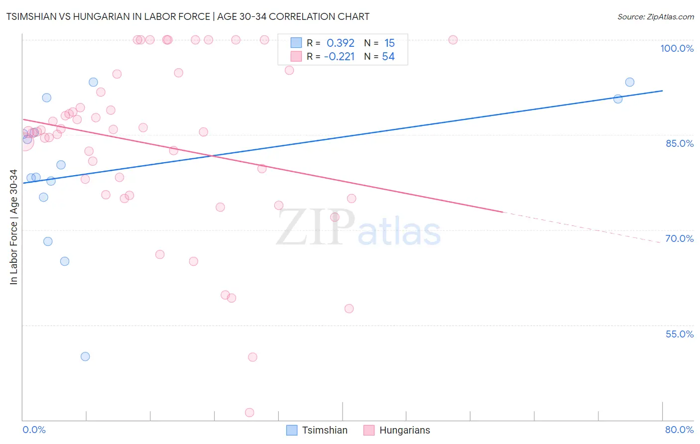 Tsimshian vs Hungarian In Labor Force | Age 30-34
