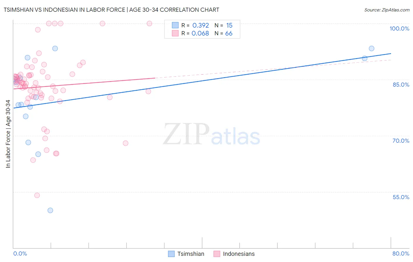 Tsimshian vs Indonesian In Labor Force | Age 30-34