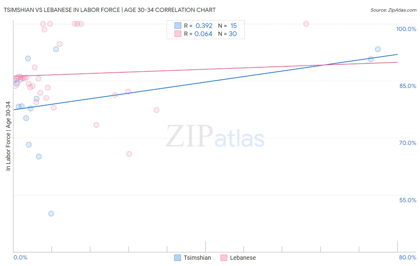 Tsimshian vs Lebanese In Labor Force | Age 30-34