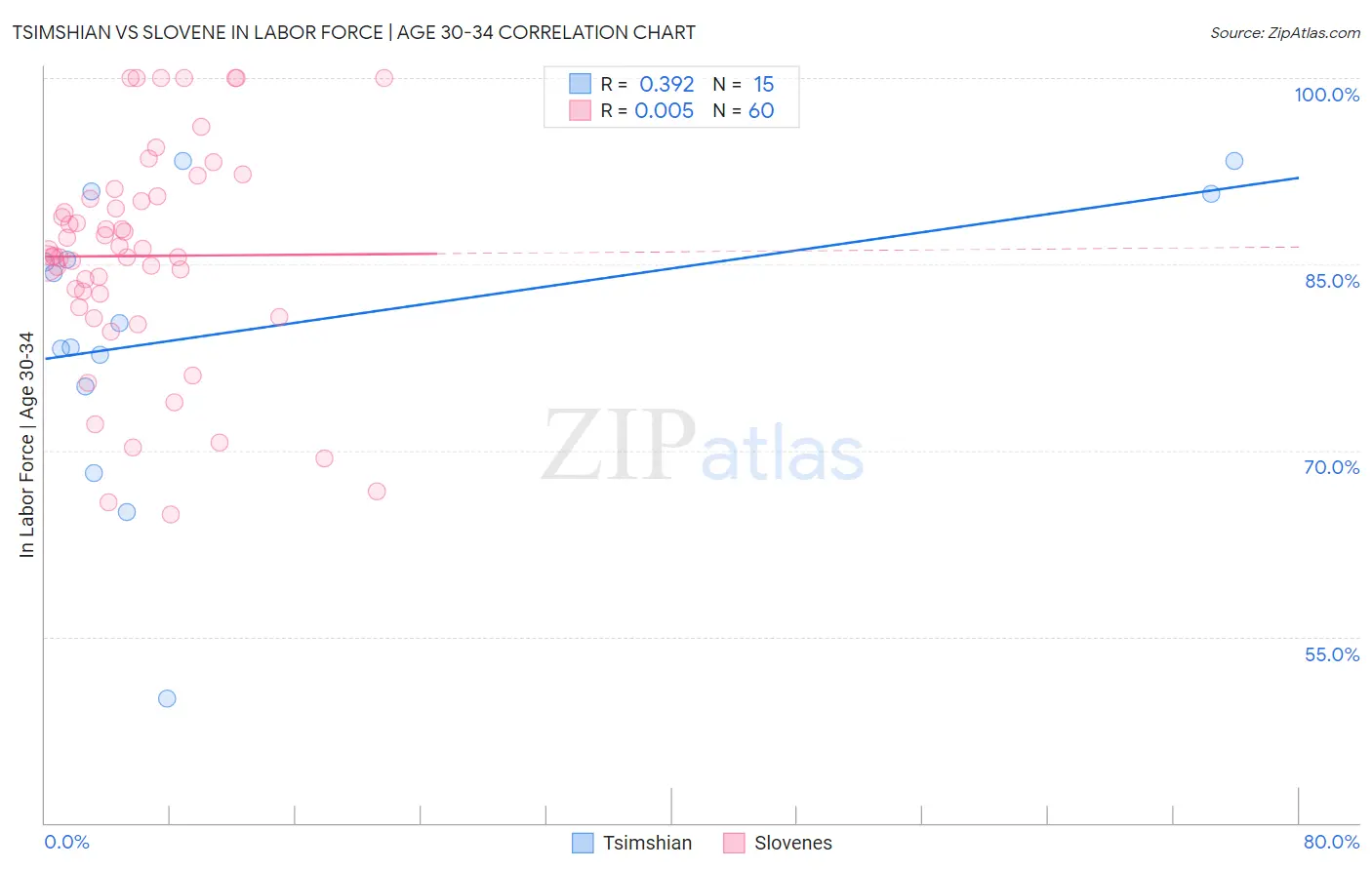 Tsimshian vs Slovene In Labor Force | Age 30-34