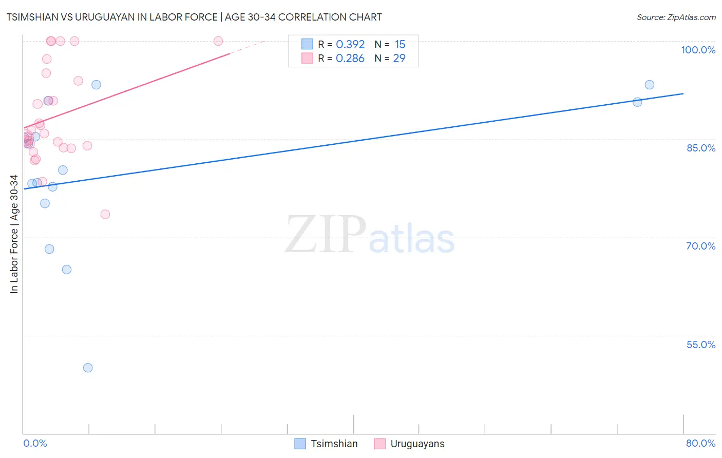Tsimshian vs Uruguayan In Labor Force | Age 30-34
