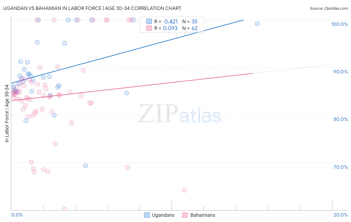 Ugandan vs Bahamian In Labor Force | Age 30-34