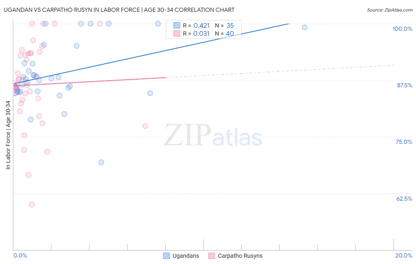 Ugandan vs Carpatho Rusyn In Labor Force | Age 30-34