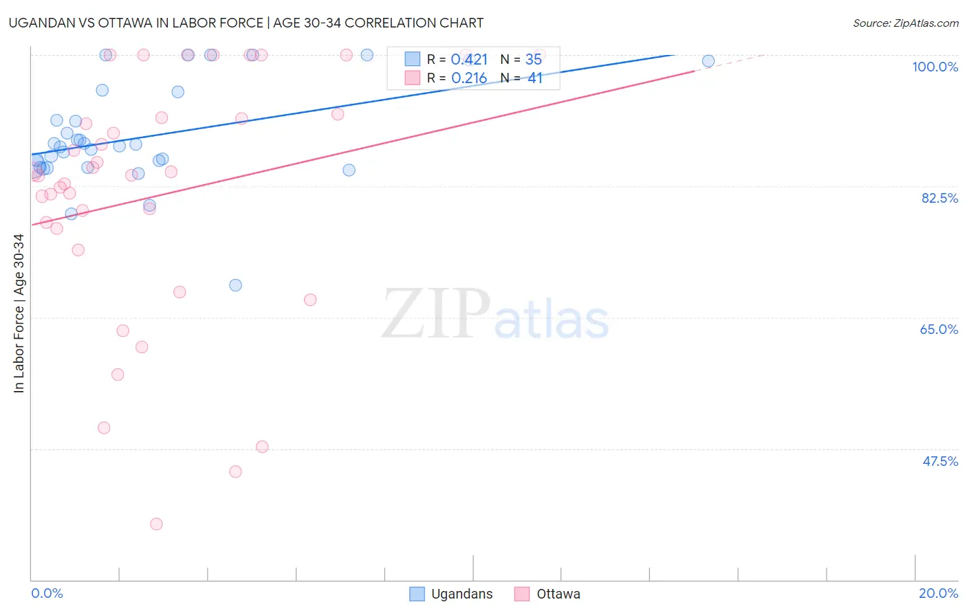 Ugandan vs Ottawa In Labor Force | Age 30-34