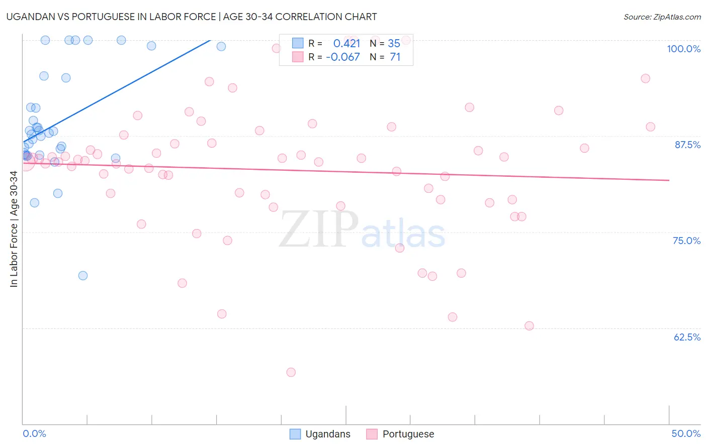Ugandan vs Portuguese In Labor Force | Age 30-34