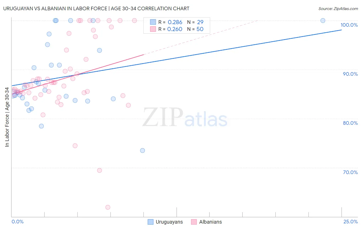 Uruguayan vs Albanian In Labor Force | Age 30-34