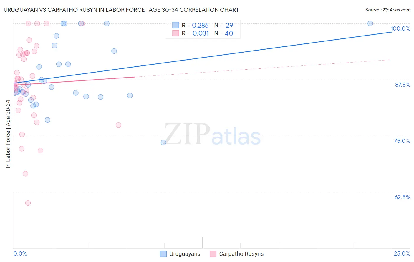 Uruguayan vs Carpatho Rusyn In Labor Force | Age 30-34